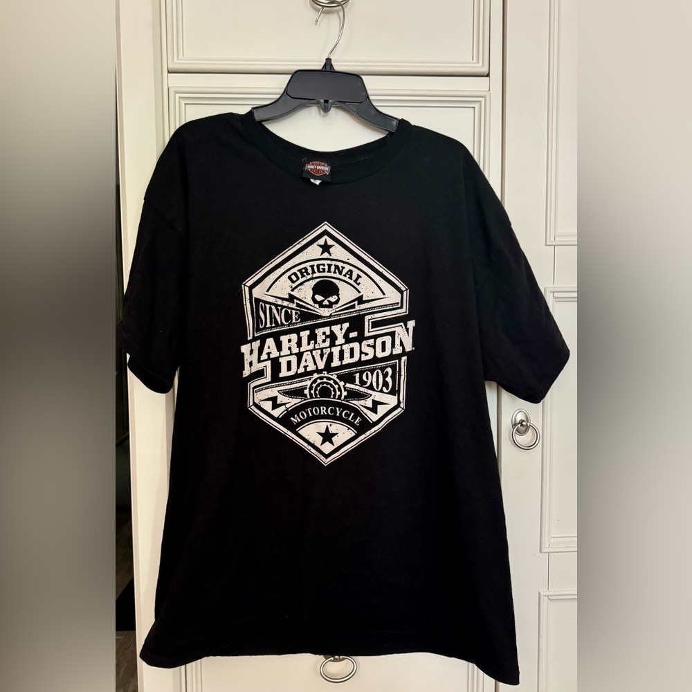 Harley Davidson Maine Black Graphic Motorcycle Short Sleeve Shirt Men’s 2XL